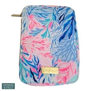 Lilly Pulitzer Zip Planner Organizer Case Pastel Coral Print Travel Accessory